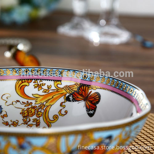 9 Inches Luxury Style New Bone China Decorative Ceramic Fruit Bowl of Song of Joy